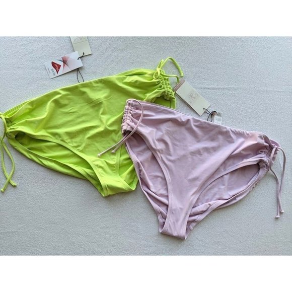 2 Lot Calia by Carrie Underwood bikini Swim Bottoms Size XL Ruched Green NEW - Picture 1 of 6